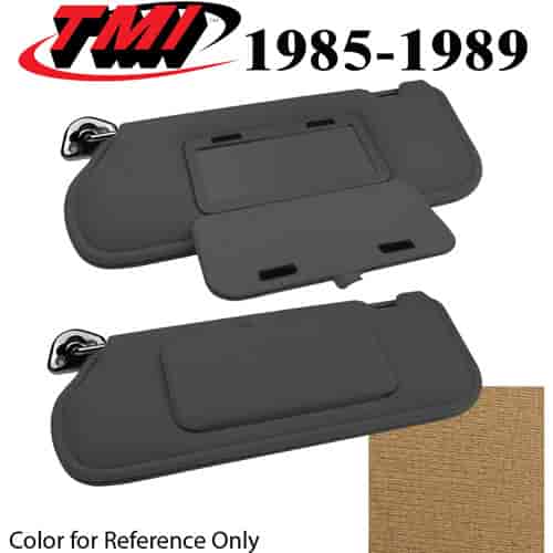 21-73005-1817 SAND BEIGE 1985-89 - 1985-93 MUSTANG SUNVISORS WITH MIRRORS STANDARD CLOTH