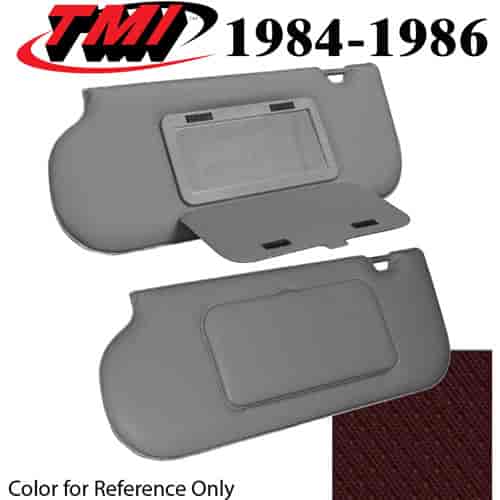 21-73006-1210 CANYON RED 1984-86 - 1985-93 SUNROOF/T-TOP MUSTANG SUNVISORS STD VINYL W/MIRRORS