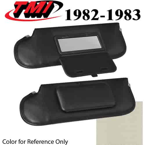 21-74003-3407 OPAL WHITE 1982-83 - 1983-86 CONVT. MUSTANG SUNVISORS WITH MIRRORS SEAT VINYL