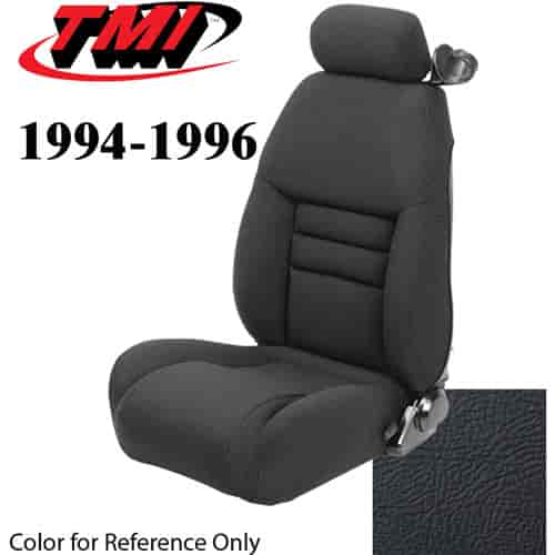 43-76604-L958 1994-96 MUSTANG GT FRONT BUCKET SEAT BLACK LEATHER UPHOLSTERY LARGE HEADREST COVERS INCLUDED