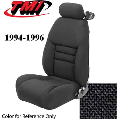 43-76704-70 1994-96 MUSTANG GT FRONT BUCKET SEAT BLACK TWEED NON-OE CLOTH UPHOLSTERY LARGE HEADREST COVERS INCLUDED
