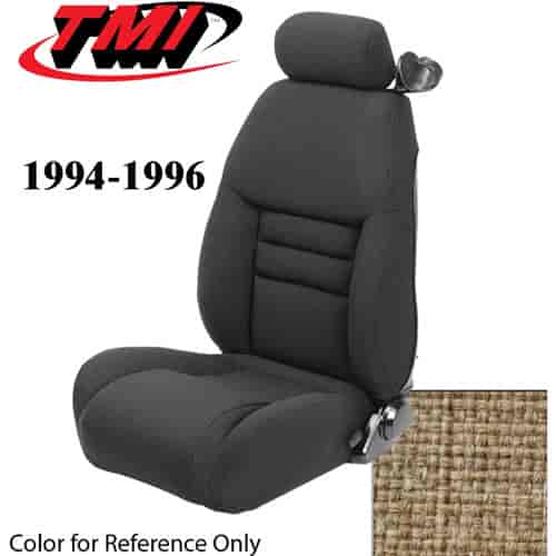 43-76704-74 1994-96 MUSTANG GT FRONT BUCKET SEAT SADDLE TWEED NON-OE CLOTH UPHOLSTERY LARGE HEADREST COVERS INCLUDED