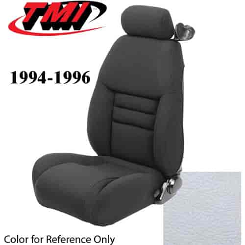 43-76304-965 1994-96 MUSTANG GT FRONT BUCKET SEAT OXFORD WHITE VINYL UPHOLSTERY LARGE HEADREST COVERS INCLUDED