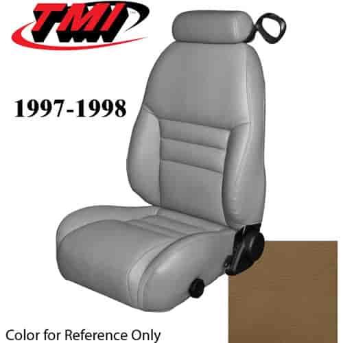 43-76307-6873 1997-98 MUSTANG GT FRONT BUCKET SEAT SADDLE VINYL NON-OE UPHOLSTERY SMALL HEADREST COVERS INCLUDED