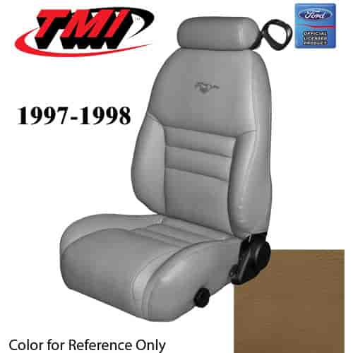 43-76307-6873-PONY 1997-98 MUSTANG GT FRONT BUCKET SEAT SADDLE VINYL NON-OE UPHOLSTERY W/PONY LOGO S