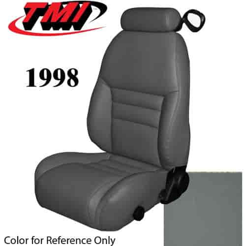 43-76308-6687 1998 MUSTANG GT FRONT BUCKET SEAT OPAL GRAY VINYL UPHOLSTERY SMALL HEADREST COVERS INCLUDED