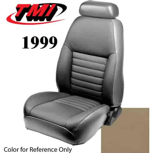 43-76609-L262 1999 MUSTANG GT FRONT BUCKET SEAT MEDIUM PARCHMENT LEATHER UPHOLSTERY SMALL HEADREST COVERS INCLUDED