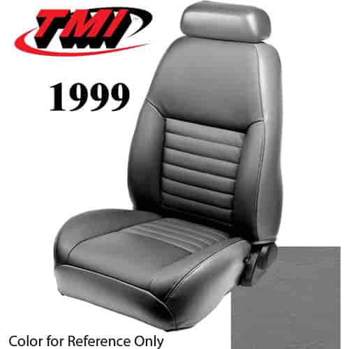 43-76309-6890 1999 MUSTANG GT FRONT BUCKET SEAT MEDIUM GRAPHITE VINYL UPHOLSTERY LARGE HEADREST COVERS INCLUDED