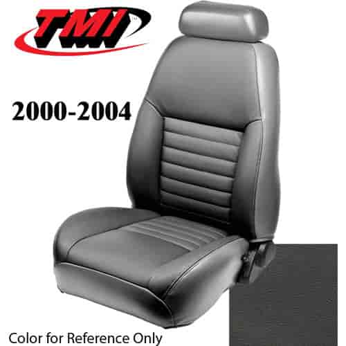 43-76600-L741 2000-04 MUSTANG GT FRONT BUCKET SEAT BLACK LEATHER UPHOLSTERY SMALL HEADREST COVERS INCLUDED
