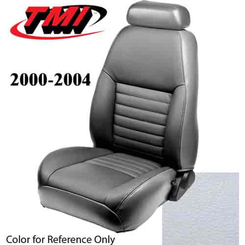 43-76300-965 2000-04 MUSTANG GT FRONT BUCKET SEAT OXFORD WHITE VINYL UPHOLSTERY SMALL HEADREST COVERS INCLUDED