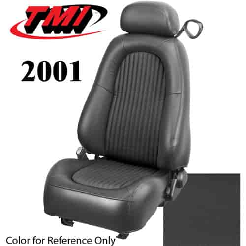 43-76801-6042-6042P 2001 MUSTANG BULLITT FRONT BUCKET SEAT DARK CHARCOAL VINYL UPHOLSTERY WITH PERFORATED VINYL INSERTS