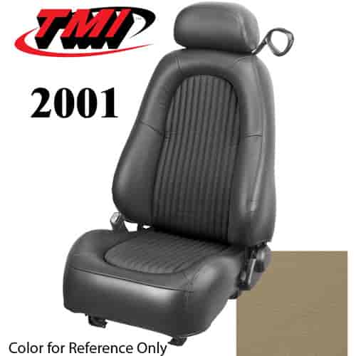 43-76801-7221-7221P 2001 MUSTANG BULLITT FRONT BUCKET SEAT MEDIUM PARCHMENT VINYL UPHOLSTERY WITH PERFORATED VINYL INSERTS