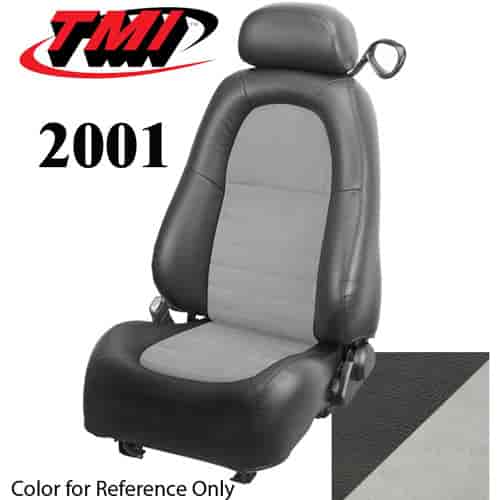 43-76501-L741-2934 2001 MUSTANG COBRA FRONT BUCKET SEATS DARK CHARCOAL LEATHER UPHOLSTERY WITH ALCANTARA MED. GRAPHITE INSERTS