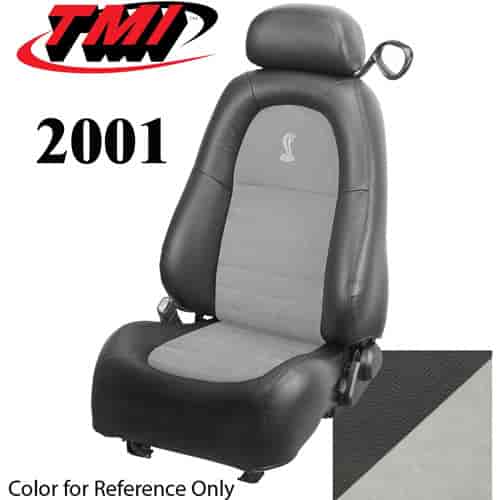 43-76501-L741-2934-A 2001 MUSTANG COBRA FRONT BUCKET SEATS DARK CHARCOAL LEATHER UPHOLSTERY WITH ALCANTARA MED. GRAPHITE INSERTS