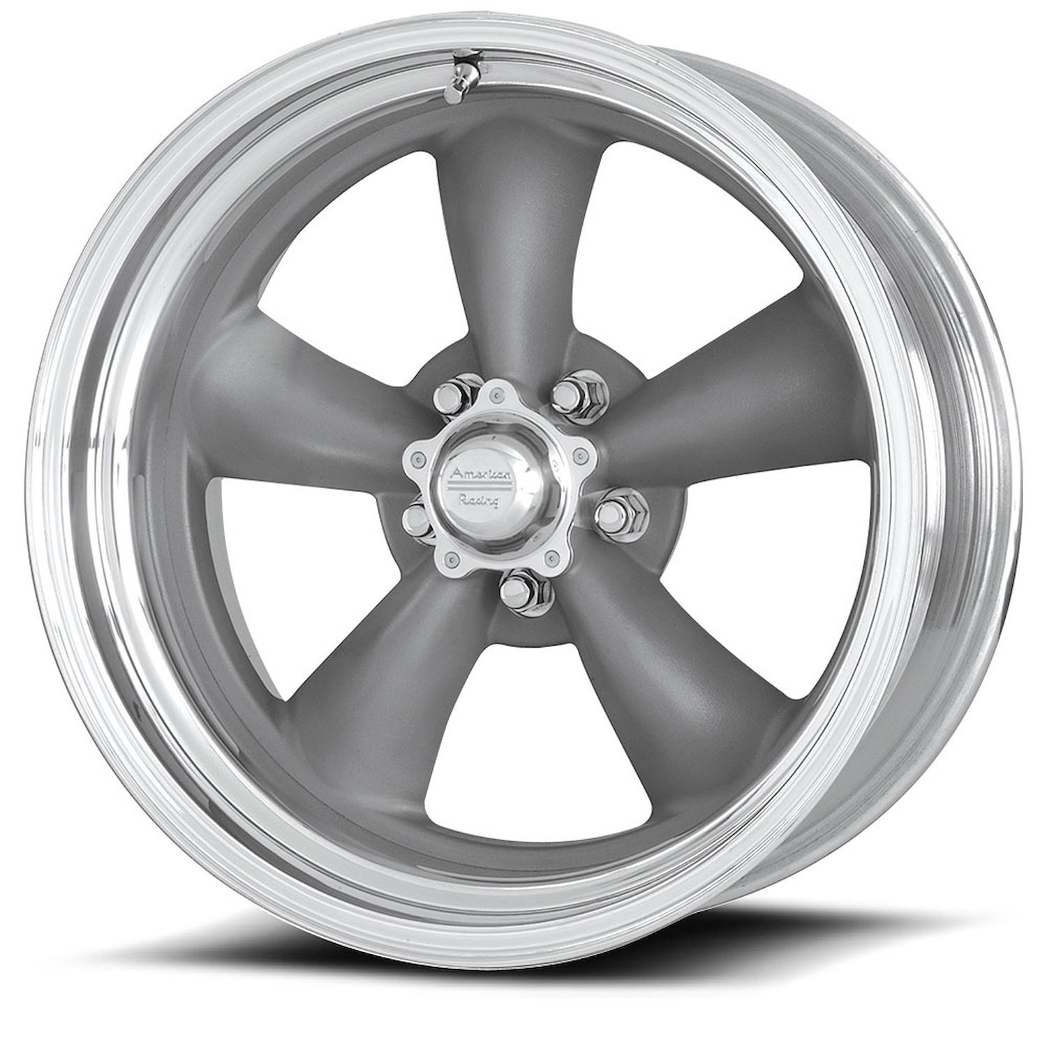 VNCL 205 Classic Torq-Thrust II Wheel Size: 18 x 9.5" Bolt Pattern: 5 x 4.50" [Gray Center/Polished Rim]