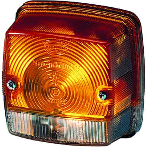 3014 Turn/Side Marker Lamp Square Amber/White Lens Bulbs Not Incl. ECE Approved