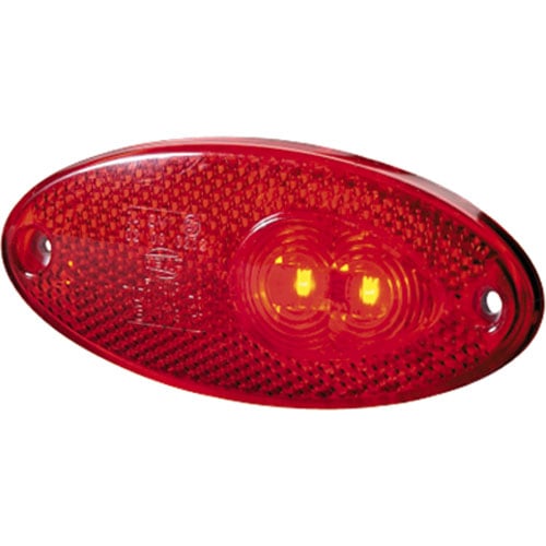 Oval LED Tail Lamp with Red Lens and Reflex Reflector [12V, Universal]