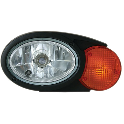 Oval C120 Combination Headlamp; RH Passenger Side; Clear And Amber Lens; Black Housing; High/Low Bea