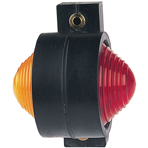 2006 Rubber Side Marker Lamp Round Amber/Red Lens Black Rubber Housing 12V ECE Approved
