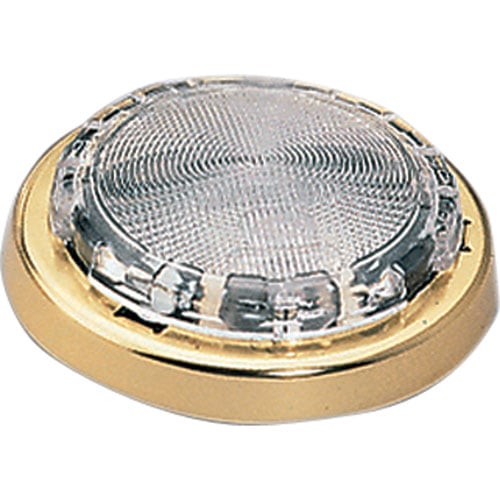 3231 Interior Lamp Round Clear Lens w/Switch 12V Brass Bezel