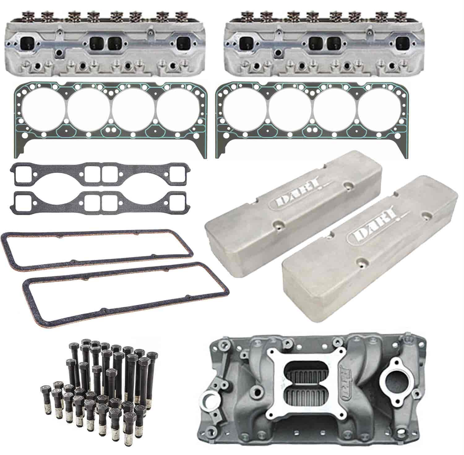 Small Block Chevy SHP Assembled Cylinder Head Kit - 180cc Intake Ports