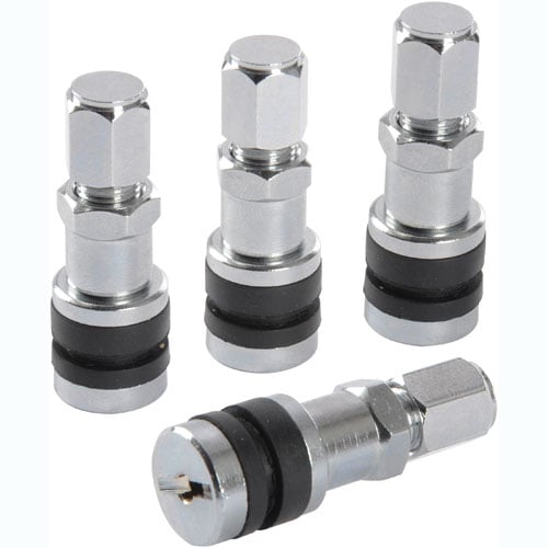 Tire Valve Stems and Caps-Chrome Premium Bolt-On Outer Collar Mount