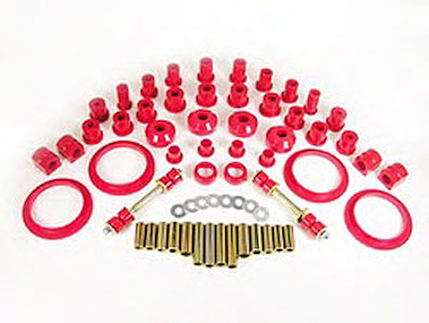 Total Kit Red Incl. C-Arm Front/Spring And Shackle Rear/Strut Arm/Sway Bar Bushings/Sway Bar Ends Links/Coil Isolators
