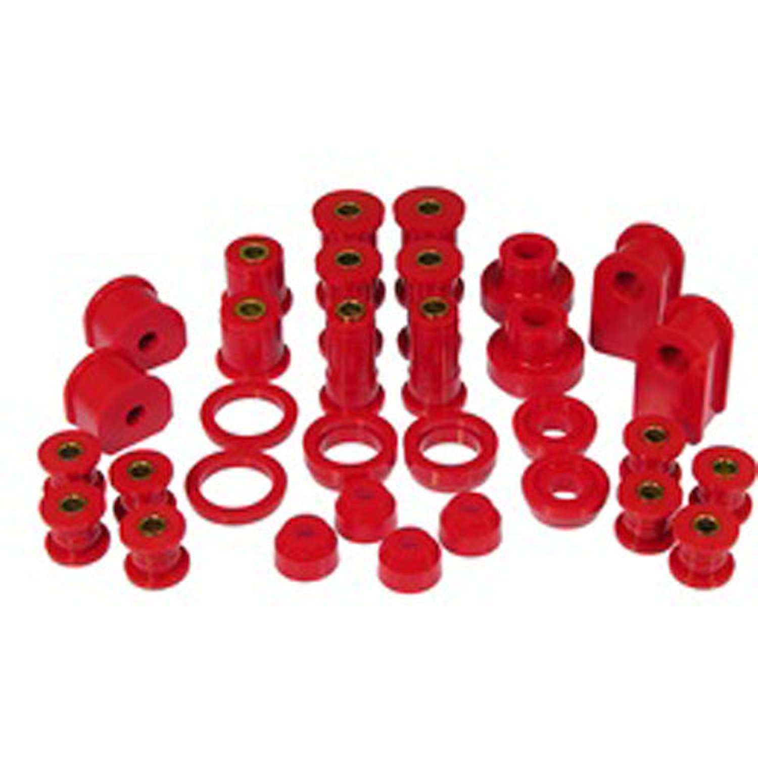 Total Kit Red Incl. Axle Pivot/Spring And Shackle Rear/Strut Arm/Sway Bar Bushings/Sway Bar End Links/Tie Rod Boots