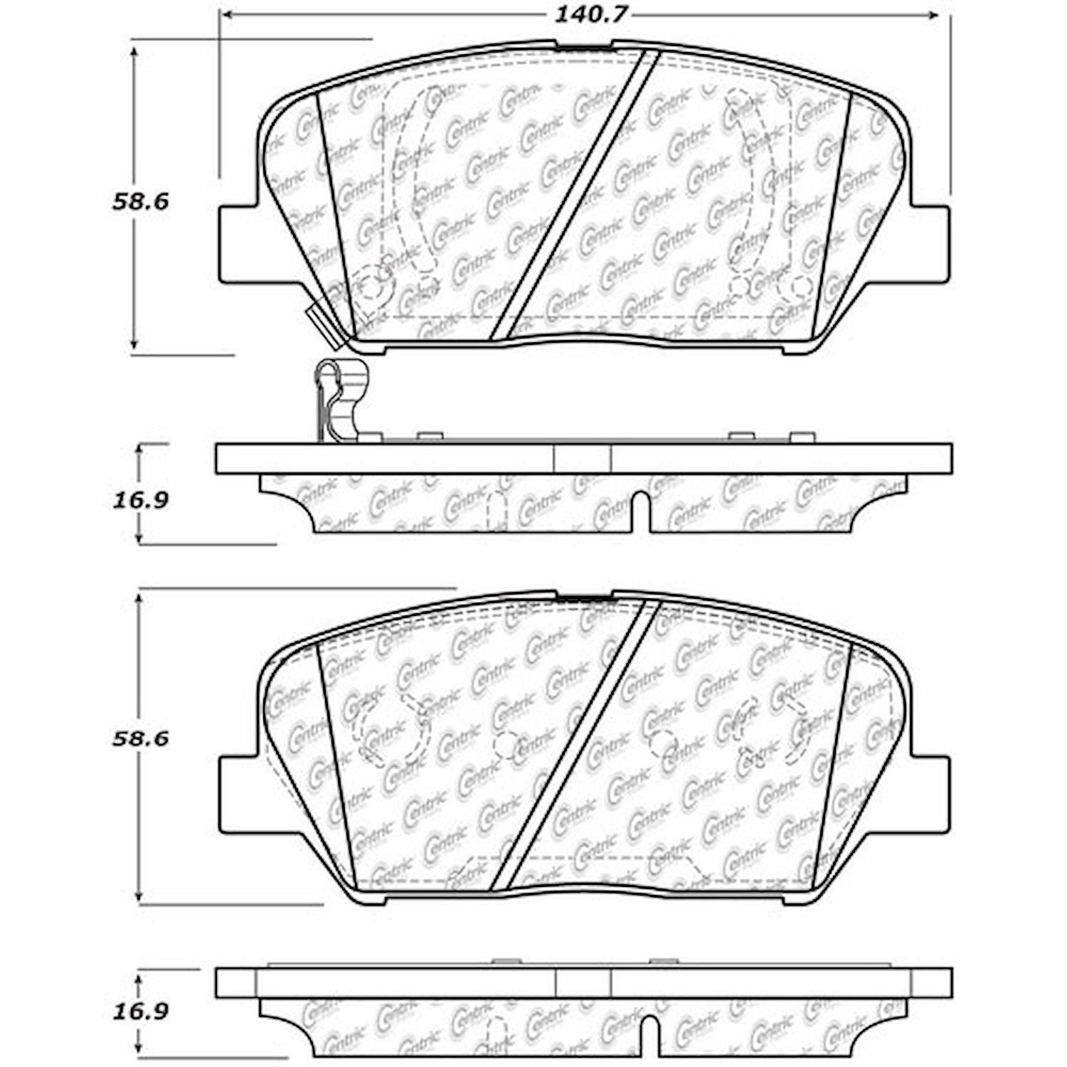 PosiQuiet Ceramic Pads 2010-2015 for Hyundai for Kia Genesis Coupe Optima