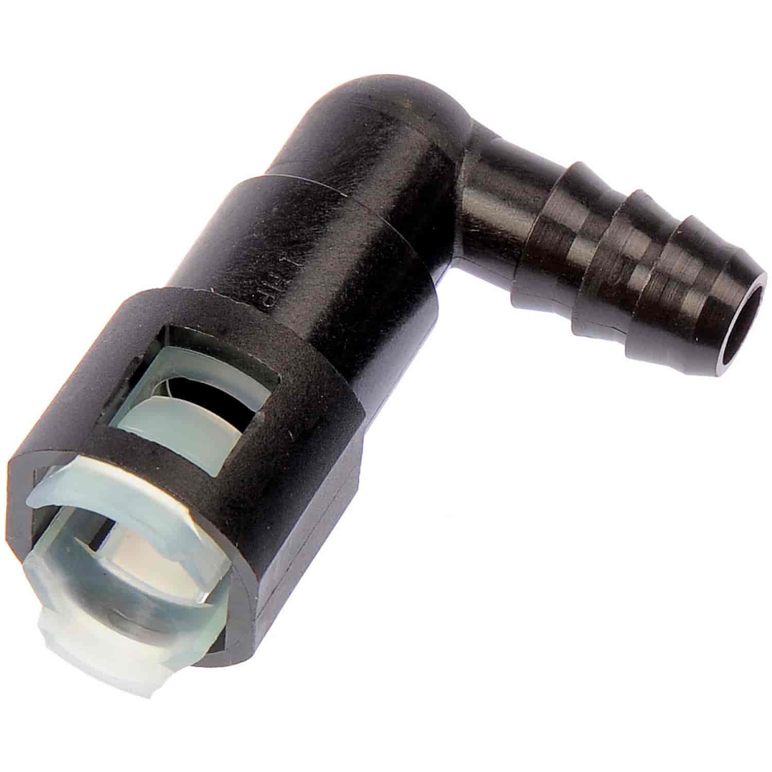 Fuel Line Quick Connector 3/8 in. Steel to 3/8 in. Nylon Tubing [90 Degree]