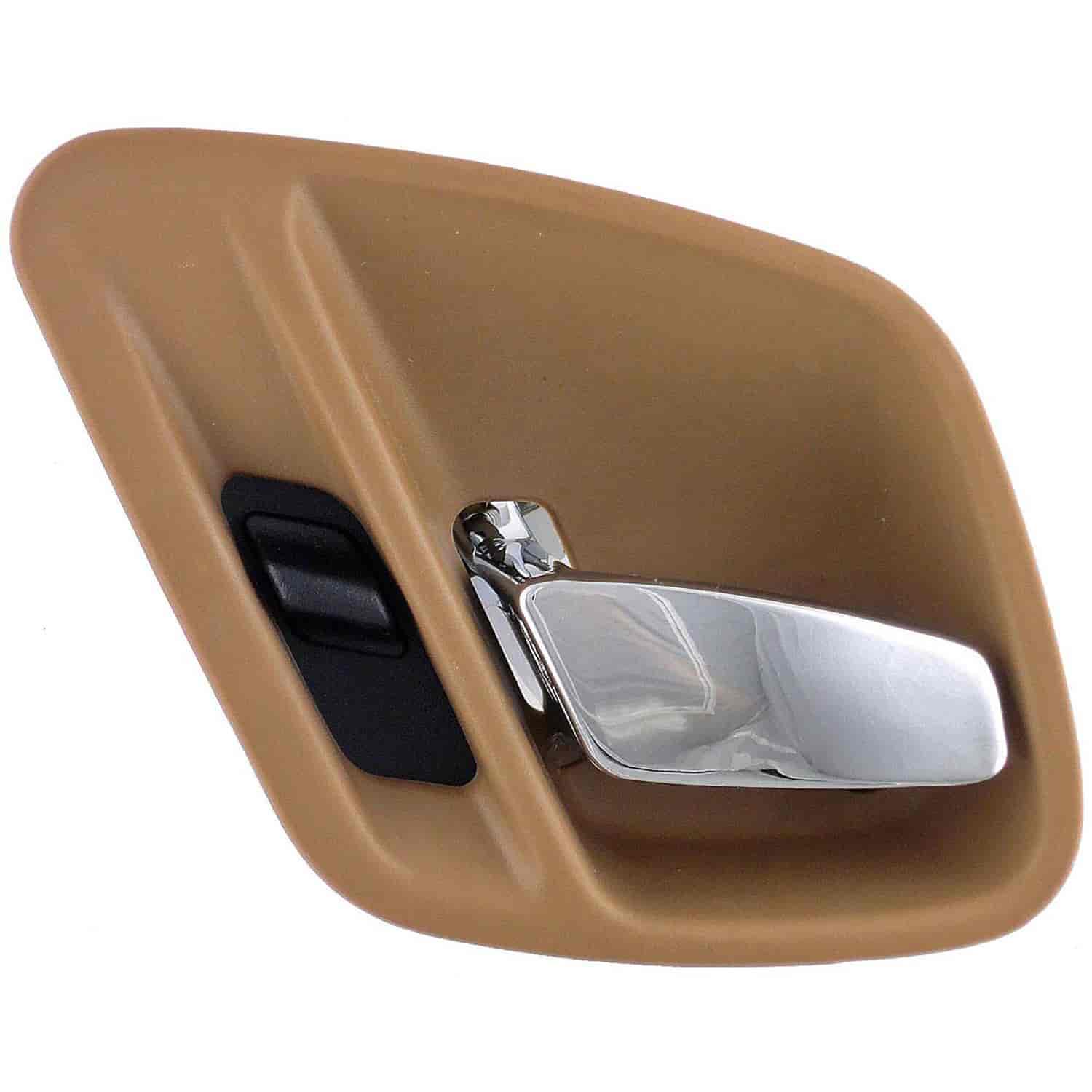 Interior Door Handle - Front or Rear Left Chrome Lever and Brown Camel Housing