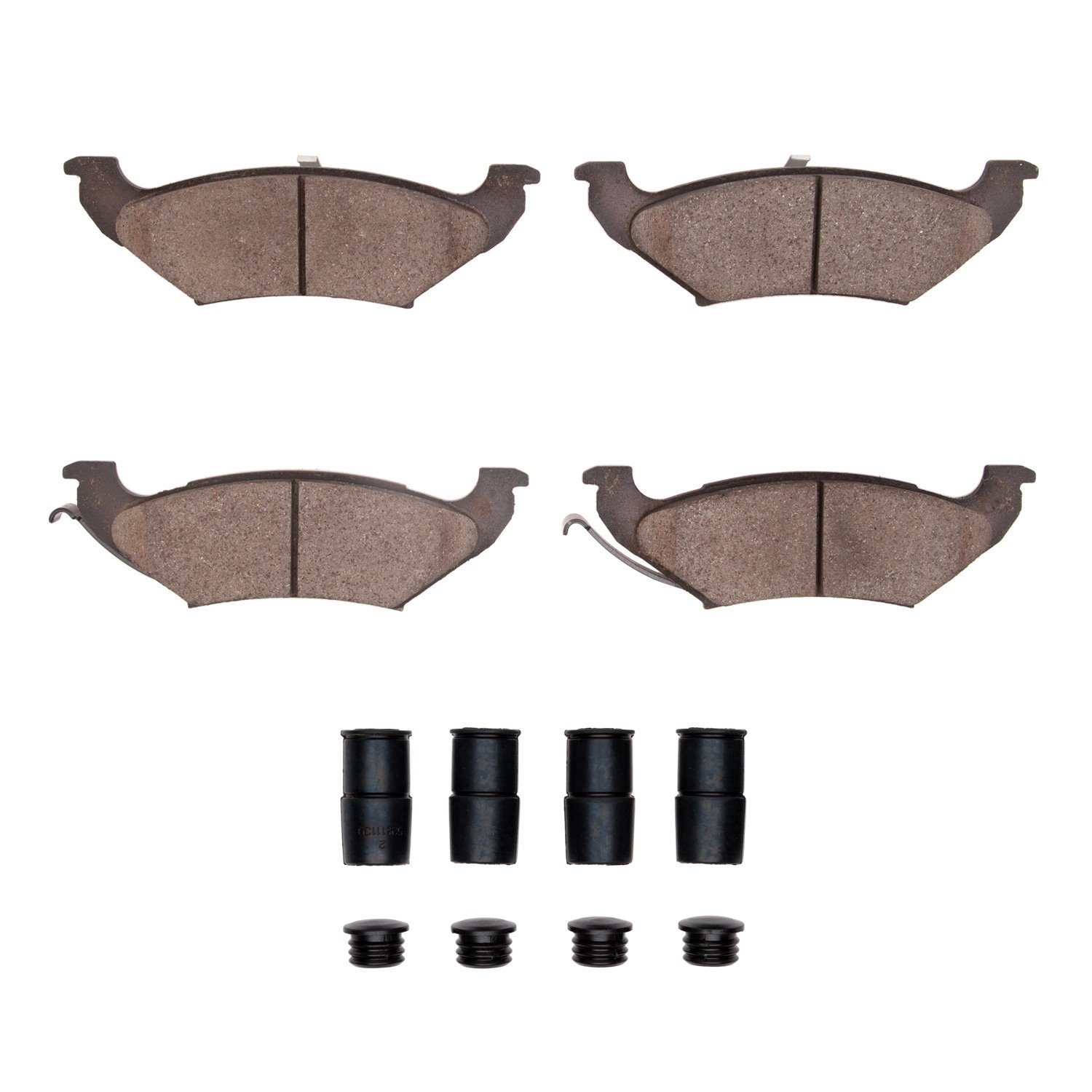 1311-0715-01 3000-Series Semi-Metallic Brake Pads & Hardware Kit, 1997-2000 Mopar, Position: Rear