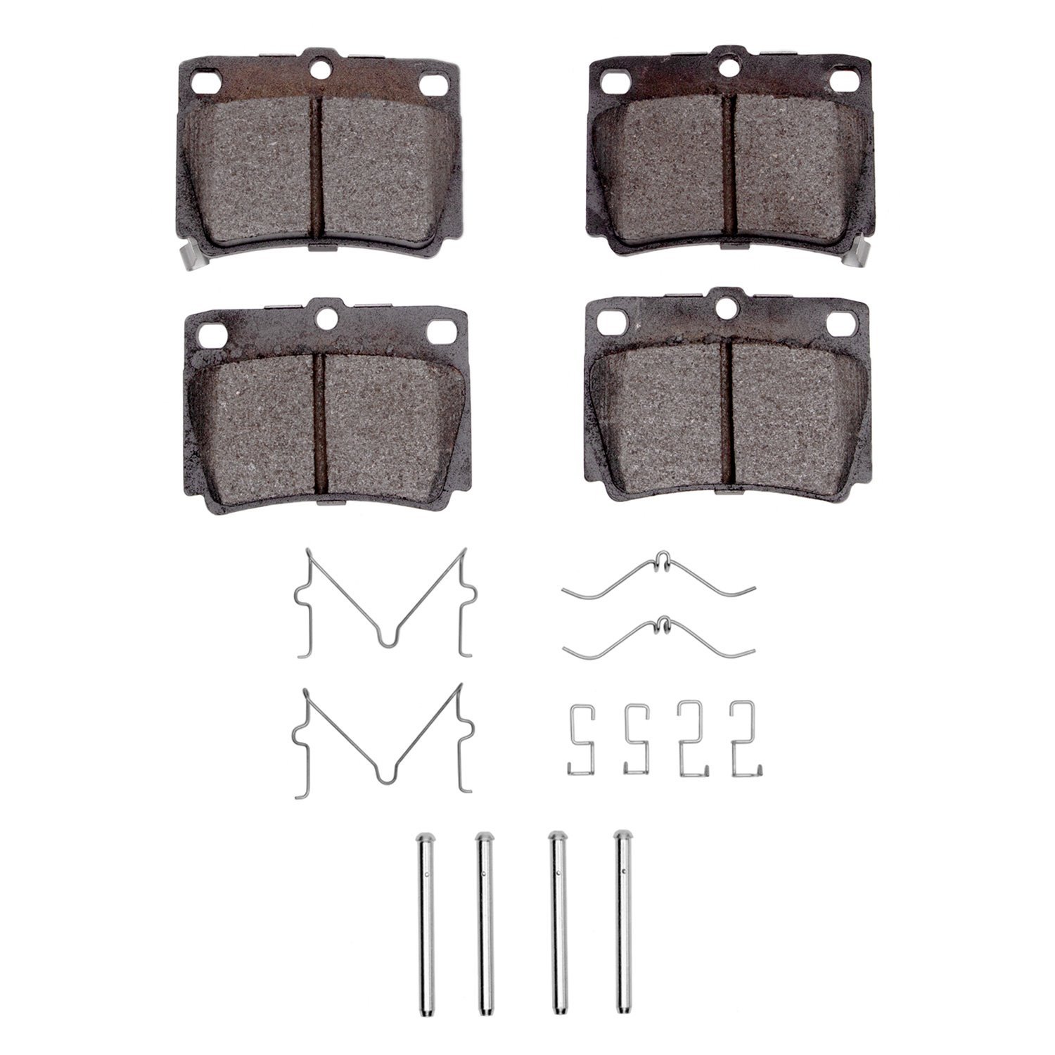 1311-0733-01 3000-Series Semi-Metallic Brake Pads & Hardware Kit, 1997-2004 Mitsubishi, Position: Rear