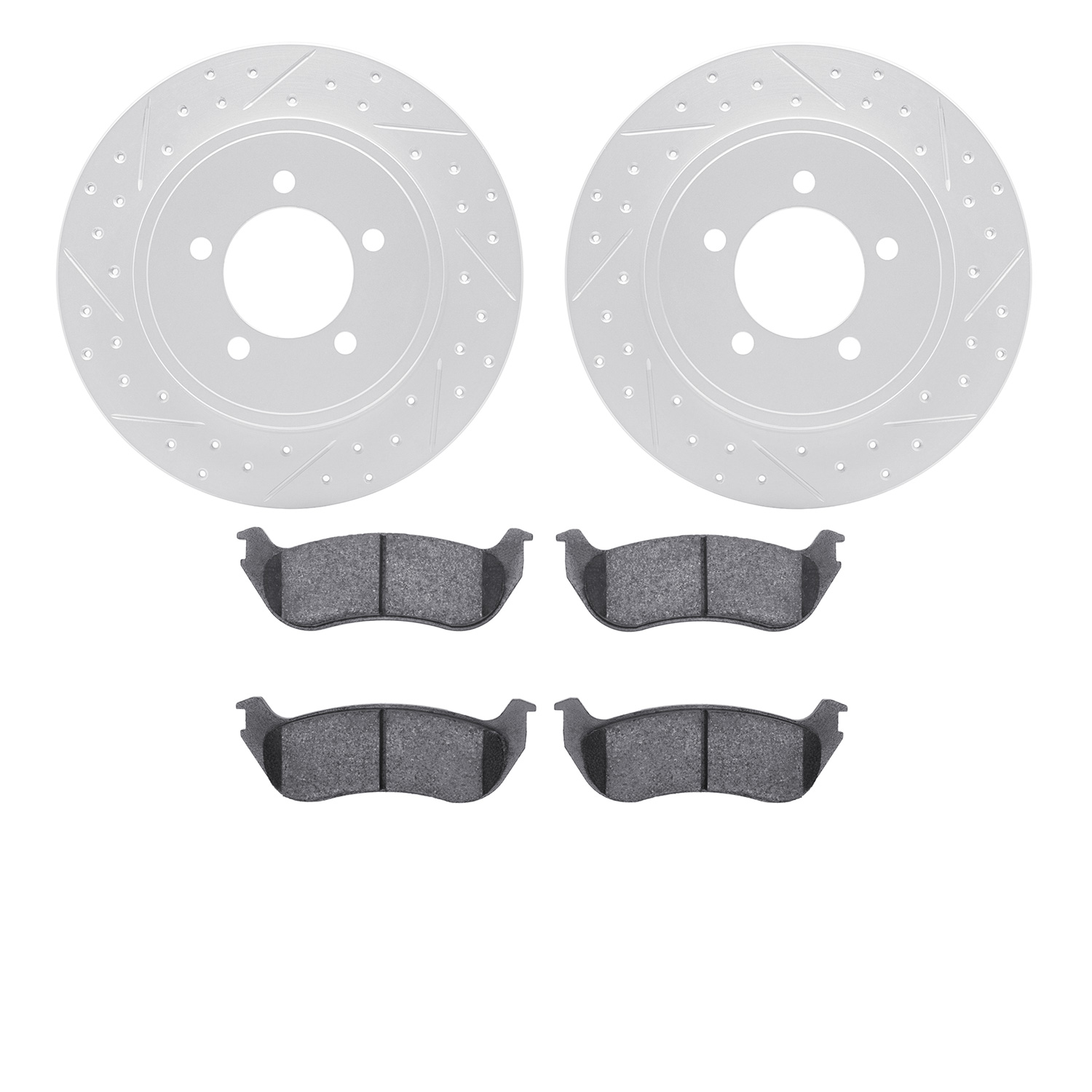 2202-54006 Geoperformance Drilled/Slotted Rotors w/Heavy-Duty Pads Kit, 2002-2005 Ford/Lincoln/Mercury/Mazda, Position: Rear