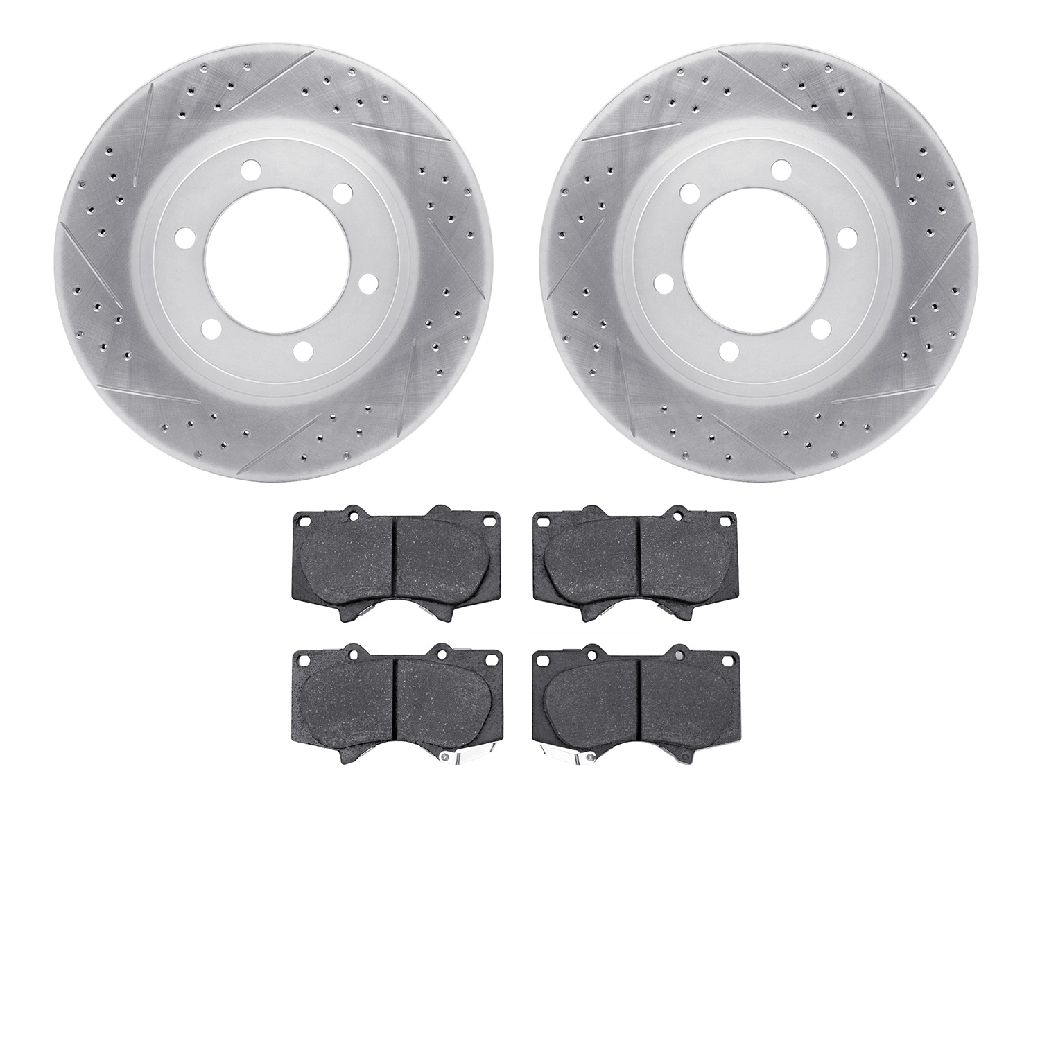 2202-76003 Geoperformance Drilled/Slotted Rotors w/Heavy-Duty Pads Kit, 2003-2009 Lexus/Toyota/Scion, Position: Front