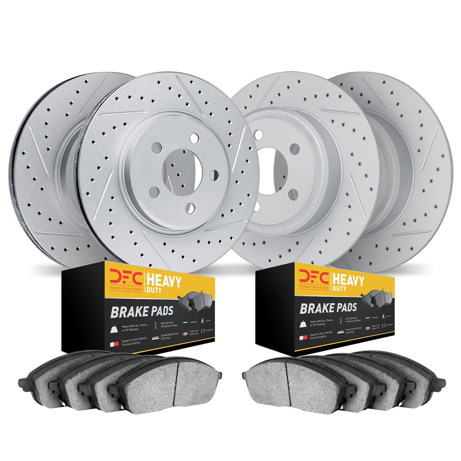 2204-55003 Geoperformance Drilled/Slotted Rotors w/Heavy-Duty Pads Kit, 2003-2011 Ford/Lincoln/Mercury/Mazda, Position: Front an