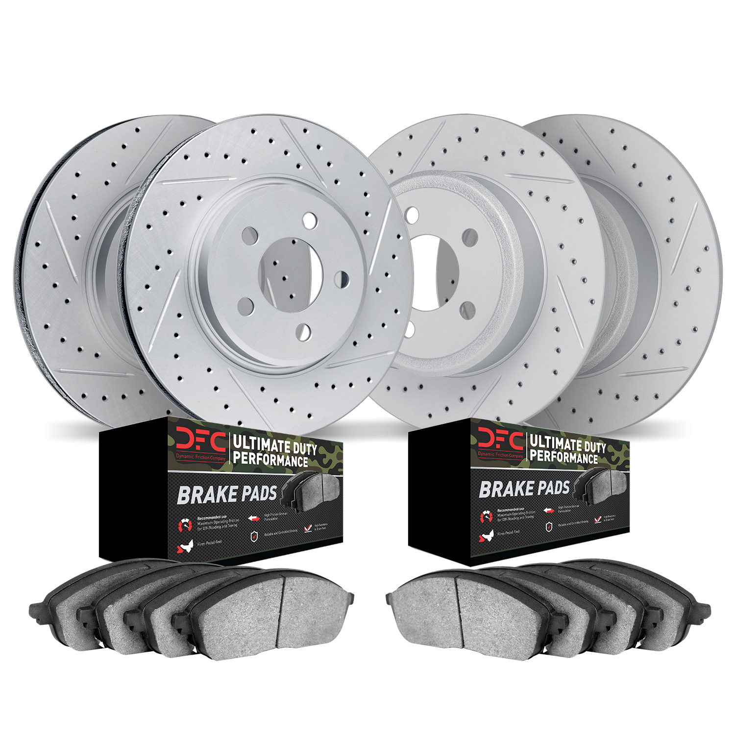 2404-54018 Geoperformance Drilled/Slotted Brake Rotors with Ultimate-Duty Brake Pads Kit, 1999-2004 Ford/Lincoln/Mercury/Mazda,