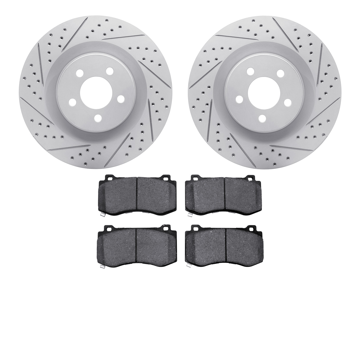 2502-39015 Geoperformance Drilled/Slotted Rotors w/5000 Advanced Brake Pads Kit, Fits Select Mopar, Position: Front