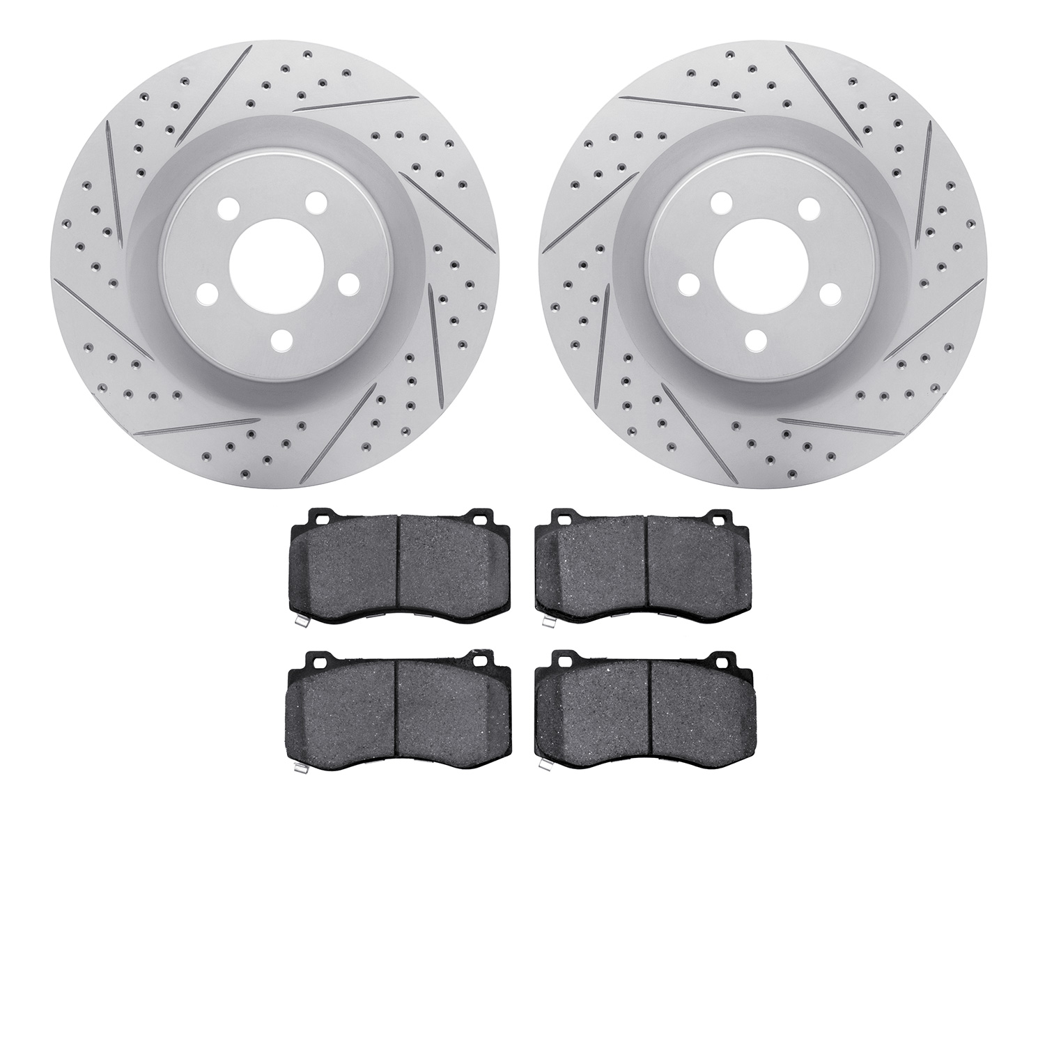 2502-39016 Geoperformance Drilled/Slotted Rotors w/5000 Advanced Brake Pads Kit, Fits Select Mopar, Position: Front