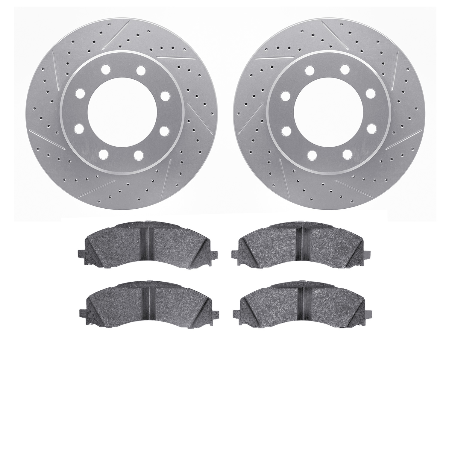 2502-40069 Geoperformance Drilled/Slotted Rotors w/5000 Advanced Brake Pads Kit, Fits Select Mopar, Position: Front