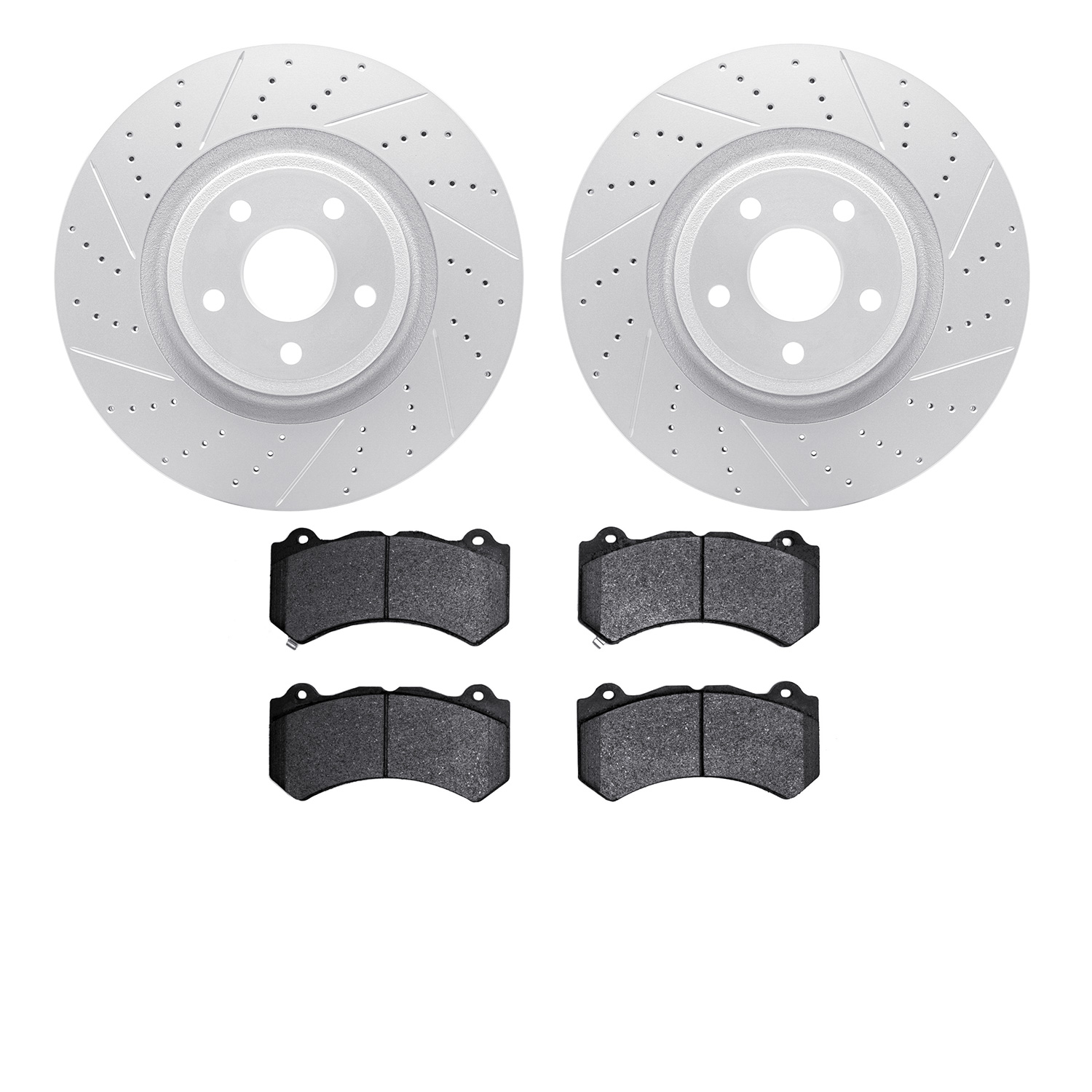2502-42009 Geoperformance Drilled/Slotted Rotors w/5000 Advanced Brake Pads Kit, Fits Select Mopar, Position: Front