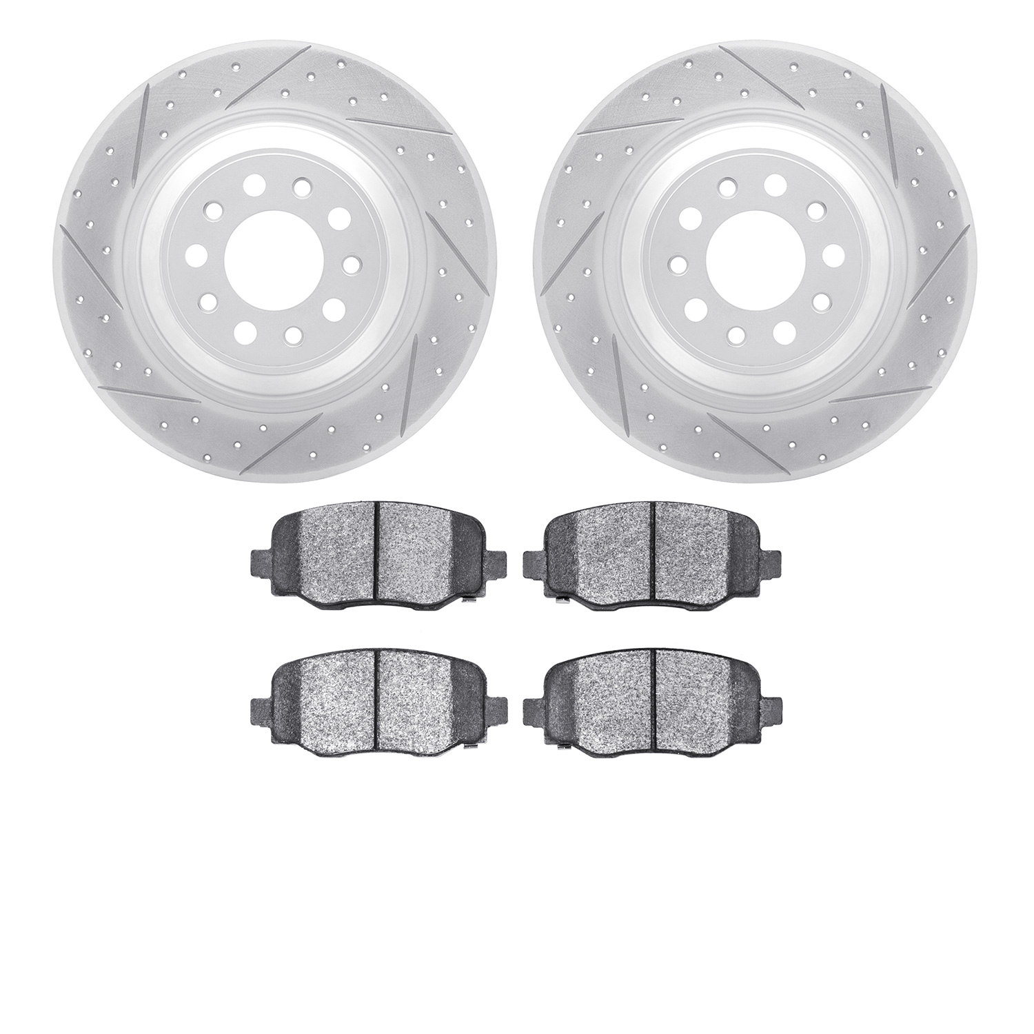2502-42044 Geoperformance Drilled/Slotted Rotors w/5000 Advanced Brake Pads Kit, Fits Select Mopar, Position: Rear