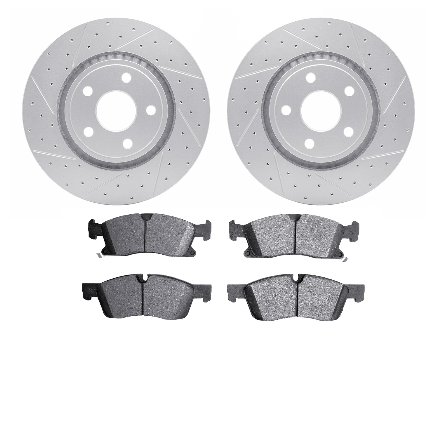 2502-42051 Geoperformance Drilled/Slotted Rotors w/5000 Advanced Brake Pads Kit, Fits Select Mopar, Position: Front