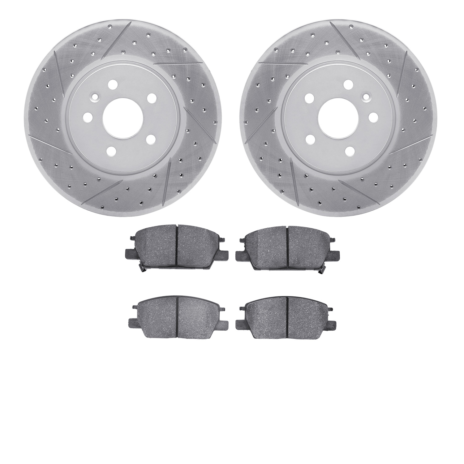 2502-45032 Geoperformance Drilled/Slotted Rotors w/5000 Advanced Brake Pads Kit, Fits Select GM, Position: Front