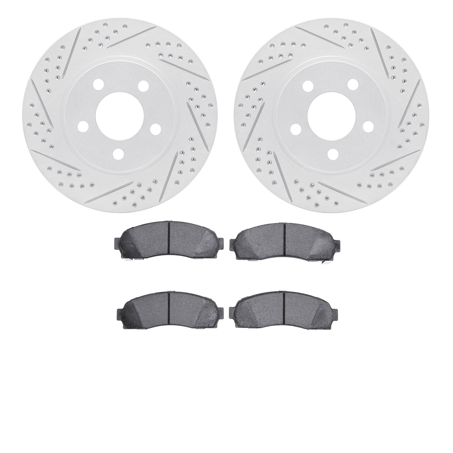2502-54142 Geoperformance Drilled/Slotted Rotors w/5000 Advanced Brake Pads Kit, 2001-2011 Ford/Lincoln/Mercury/Mazda, Position: