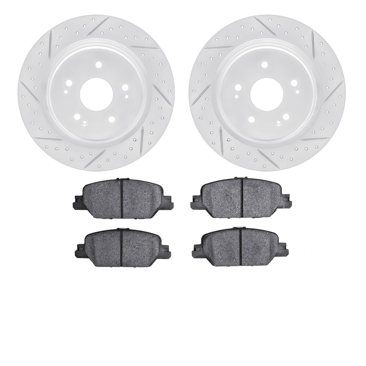 2502-58034 Geoperformance Drilled/Slotted Rotors w/5000 Advanced Brake Pads Kit, Fits Select Acura/Honda, Position: Rear