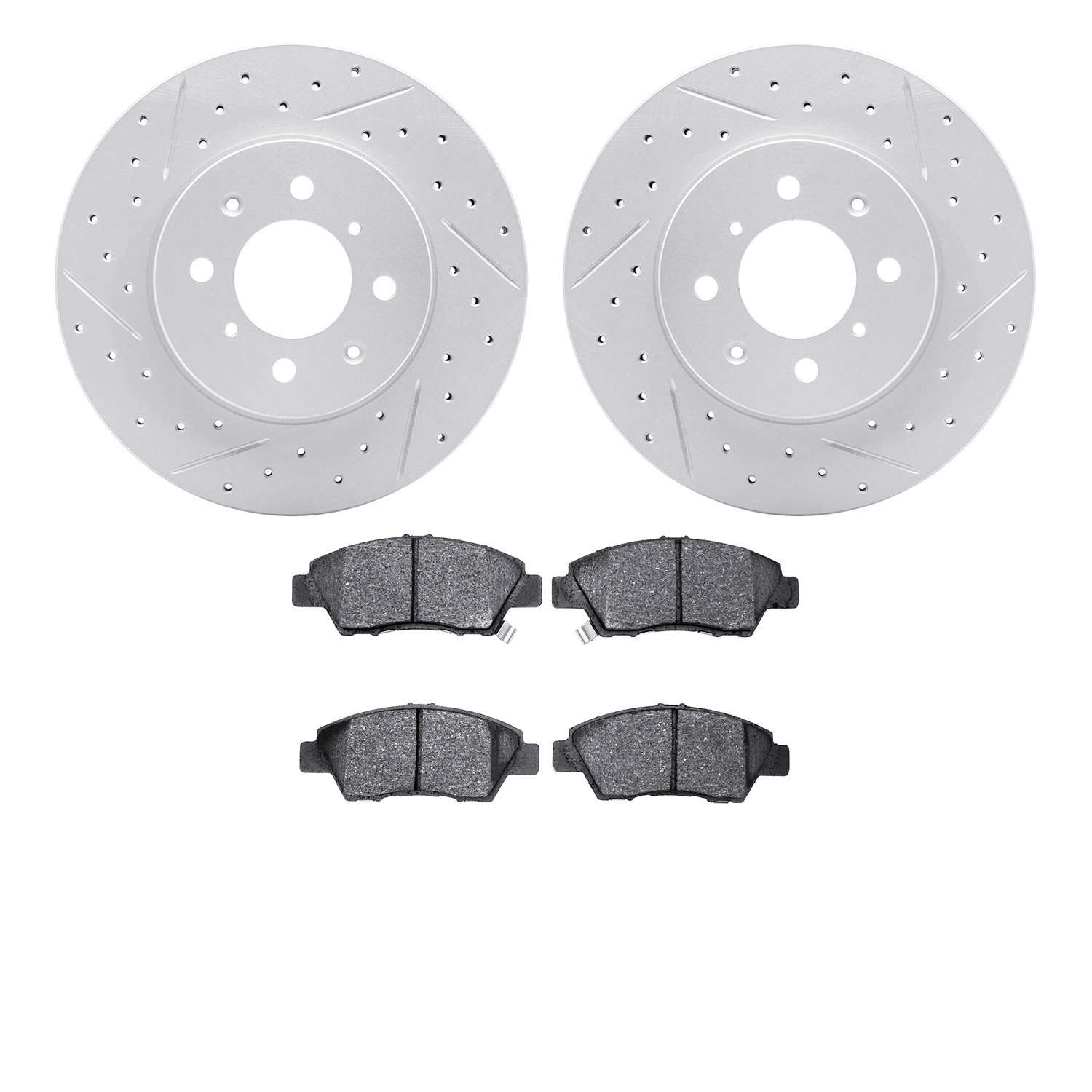 2502-59011 Geoperformance Drilled/Slotted Rotors w/5000 Advanced Brake Pads Kit, 2009-2014 Acura/Honda, Position: Front