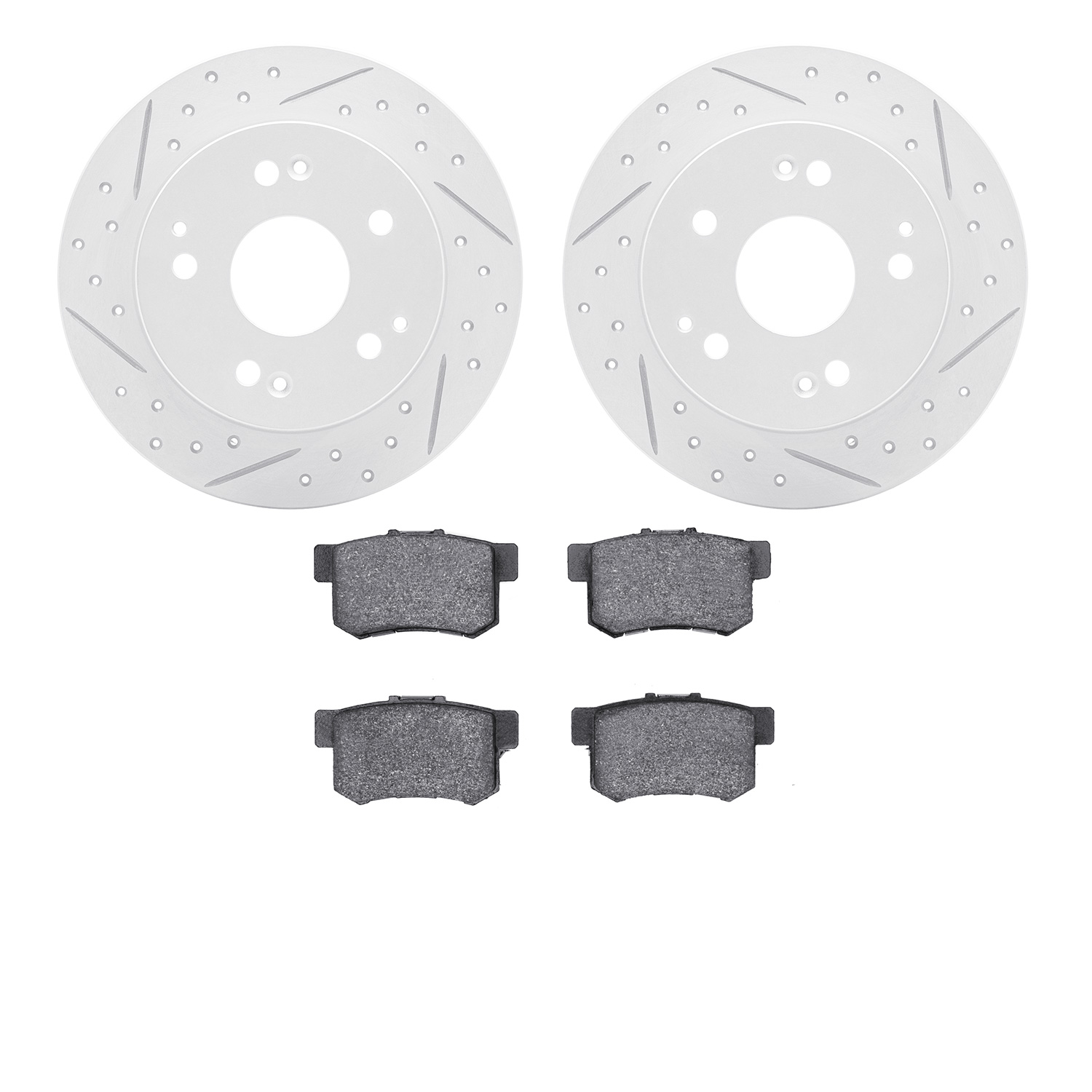 2502-59022 Geoperformance Drilled/Slotted Rotors w/5000 Advanced Brake Pads Kit, 1997-2006 Acura/Honda, Position: Rear