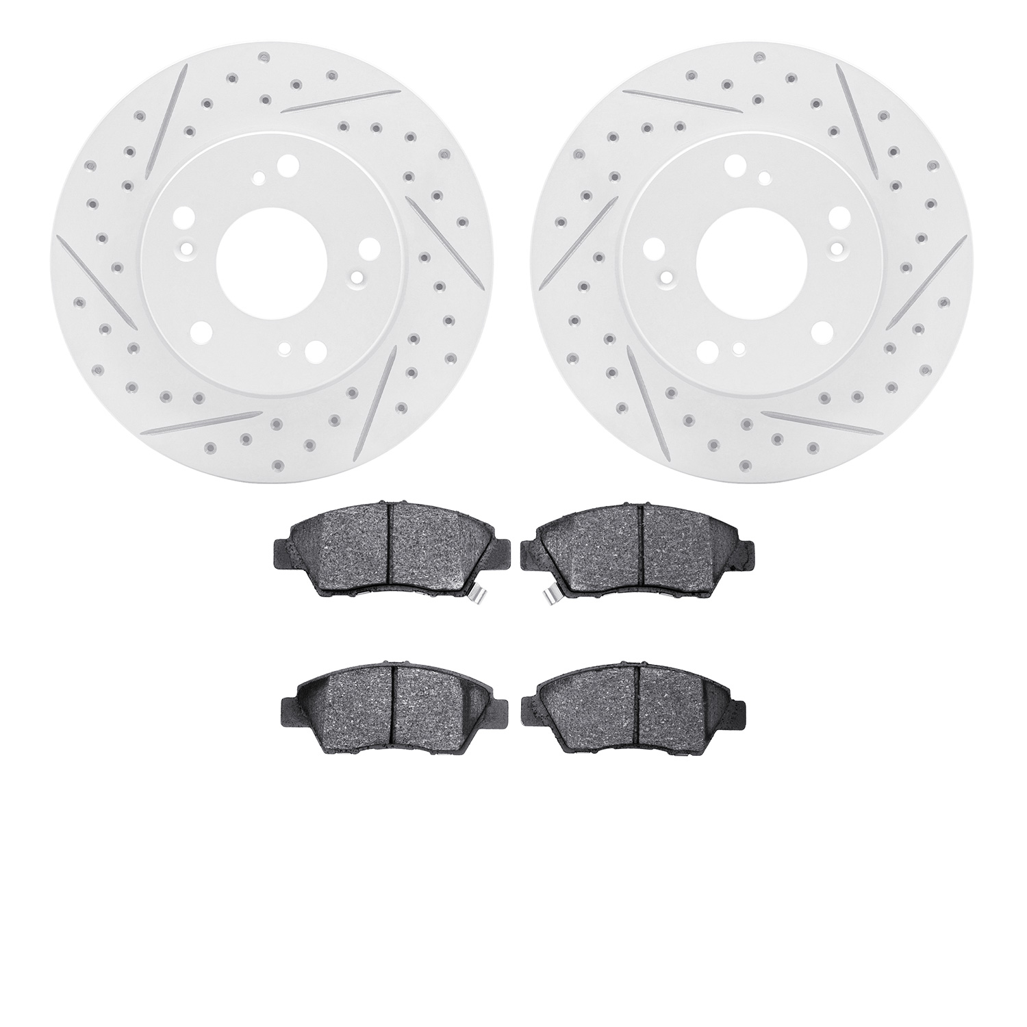 2502-59028 Geoperformance Drilled/Slotted Rotors w/5000 Advanced Brake Pads Kit, 2011-2015 Acura/Honda, Position: Front