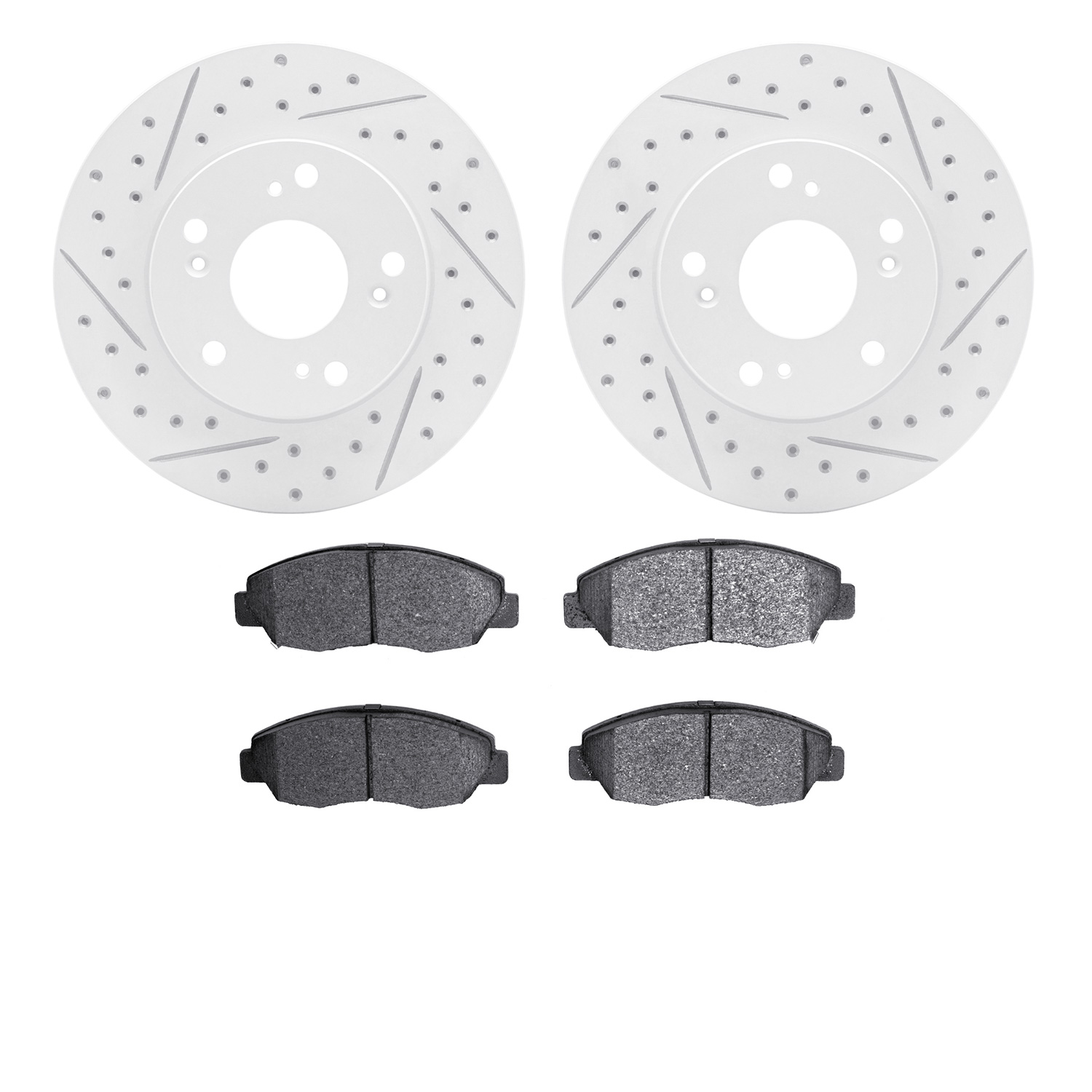 2502-59029 Geoperformance Drilled/Slotted Rotors w/5000 Advanced Brake Pads Kit, 2006-2011 Acura/Honda, Position: Front